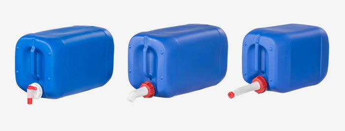 Ausgießhahn mit Überwurfmutter für DIN 61 Gewinde, 15 - 30 Liter Kanister, A Ø 55,6 mm, B Ø 60,5 mm